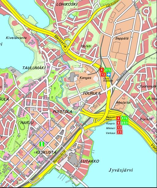 Jyväskylän keskustan kehittäminen sopusoinnussa valtakunnallisten liikkumis- ja kuljetustarpeiden kanssa Jyväskylän esimerkkikohde liittyy aivan keskustan tuntumassa olevien kahden entisen