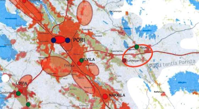 Yhdyskuntarakenteen laajenemissuunnat (nuolet) on osoitettu etelään ja lounaaseen. Asemakaava Alueelle ei ole aiemmin laadittu asemakaavaa.