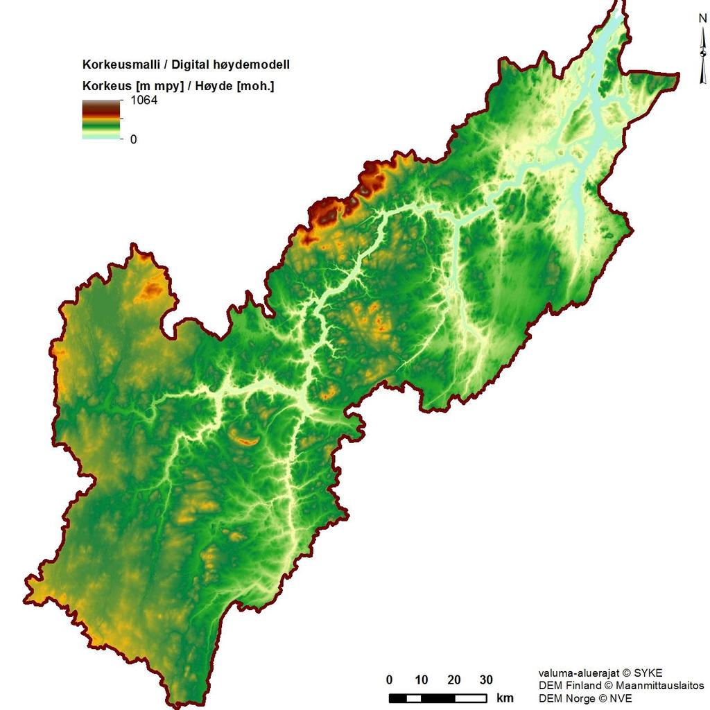 2.1 Hydrologia 2.1.1 Valuma-alue Teno-Inarijoen laakso on geologisesti jäätikkökulutuksen muotoilema, poikkileikkaukseltaan U-kirjaimen muotoinen ruuhilaakso.