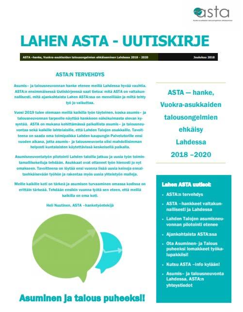 Lahen ASTA Uutiskirje luettavissa