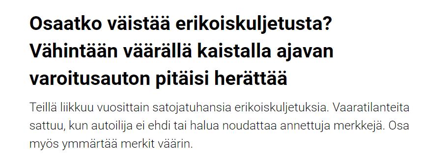 Turvallisuussuosituksia; muut tienkäyttäjät