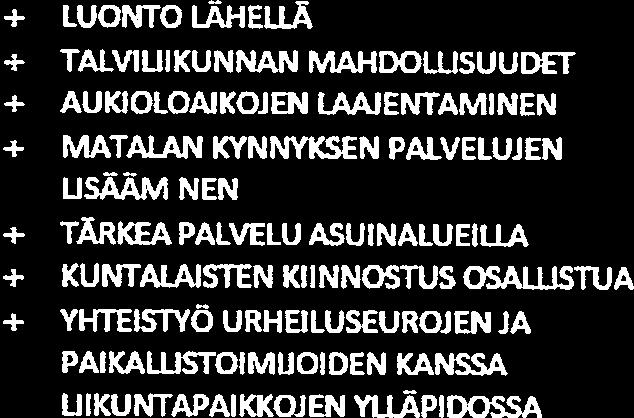 tai korjaamiseen eikä siihen kuka tekee liikuntapaikkojen korjausta tai rakentamista koskevat päätökset (lähes 6o % ei tien nyt).
