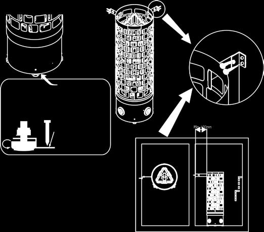 Kiukaan asentaminen Kiuas voidaan sijoittaa mihin vain saunaan, kuitenkin vähimmäisetäisyyksiä turvallisuussyistä noudattaen (Katso sivu 9).
