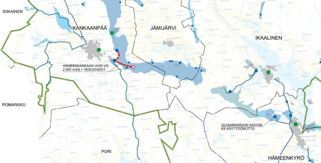 4 SUUNNITELMAVAIHTOEHDOT 4.1 Tarkastellut vaihtoehdot Vedenhankinnan nollavaihtoehtona on tilanne, jossa vedenhankintaa jatketaan nykyisellään. Uusia alueellisia vedenjakeluyhteyksiä ei rakenneta.