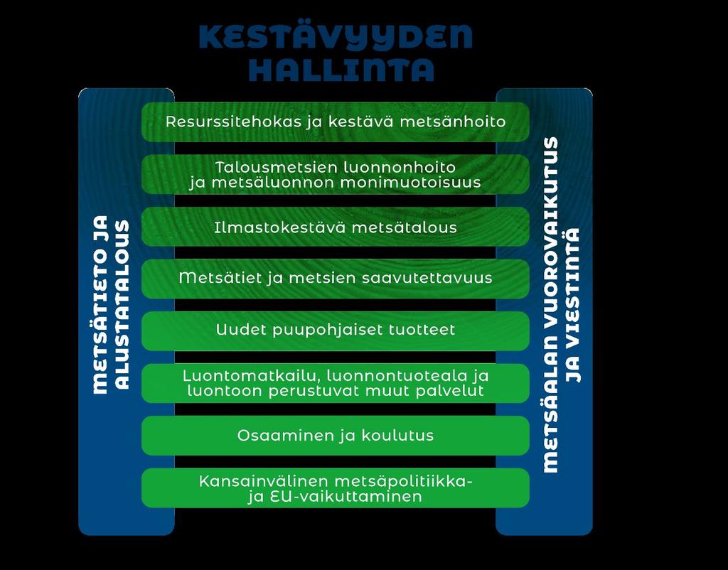 Kuva 6. Kansallinen metsästrategia 2025:n päivitetyt strategiset hankkeet. Tarkemmat hankekuvaukset: Strateginen hanke Hankkeen tavoitteet A.