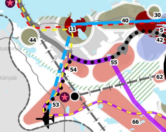 Tampereen seudun rakennesuunnitelma 2040 (2014) Pirkkalaan on osoitettu merkittäviä kehityshankkeita maankäytön sekä liikenneväylien näkökulmista.