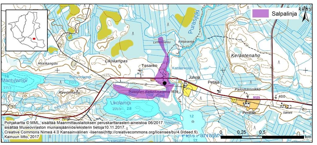Purasjoen puolustusasema (1000019891) (Valtakunnallisesti merkittävä) Kuva 36 Kohde kuuluu valtakunnallisiin rakennettuihin kulttuuriympäristöihin (RKY2009).