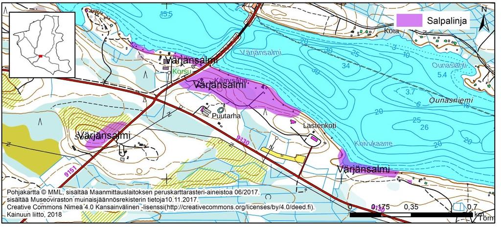 Alueella on runsaasti erilaisia kenttälinnoitteita, joita ovat rakentaneet suomalaiset ja neuvostoliiton joukot. Alueella taisteltiin talvisodan aikana.