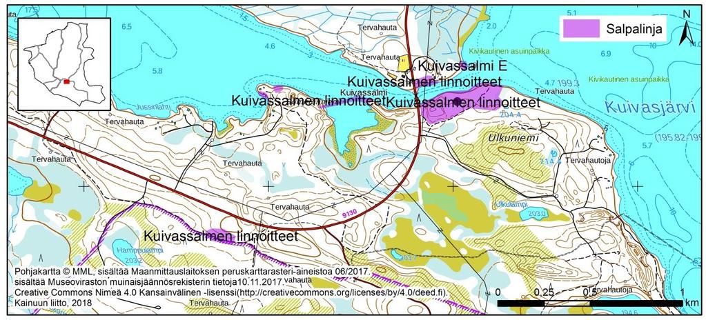 Myllyjoen itäpuolella on maahan kaivettua taisteluhautaa sekä kolme katettua konekivääripesäkettä.