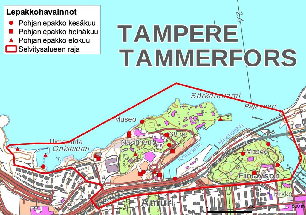 Kesäkuussa havaintopisteitä oli hieman enemmän (9 kpl) kuin heinäkuussa (7 kpl).