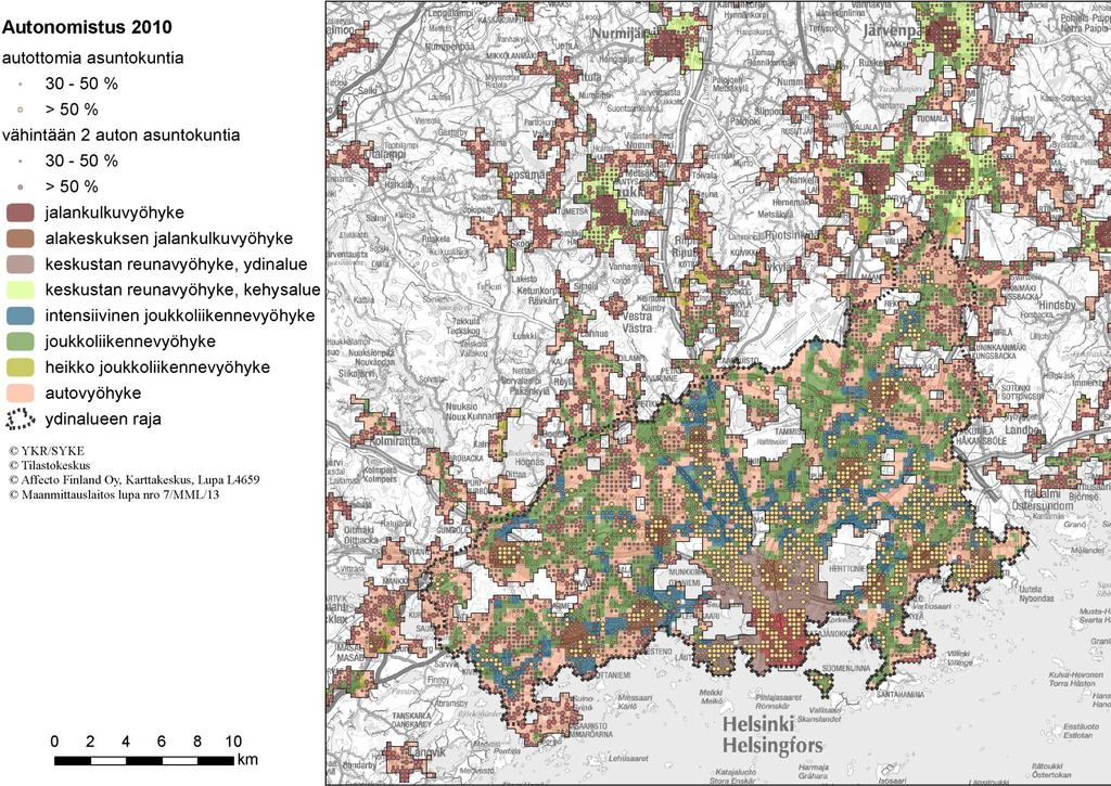 Car ownership in 2010 Households with no cars Car ownership Households with 2