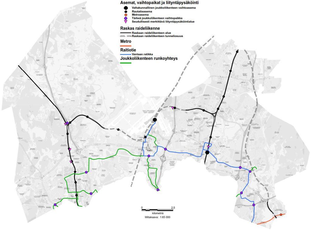 JOUKKOLIIKENNE Uutta raitiotie, metro sekä lentoaseman suora rautatieyhteys (ns. lentorata).