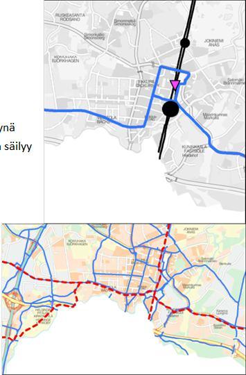 LIIKENNE TIKKURILASSA Joukkoliikenne Raitiotievaraus sinisellä ( Vantaan ratikka ) Yleissuunnitelma valmistuu ensi syksynä Ratikalla uusi reitti aseman ali, toinen säilyy vaihtoehtona Tikkurila