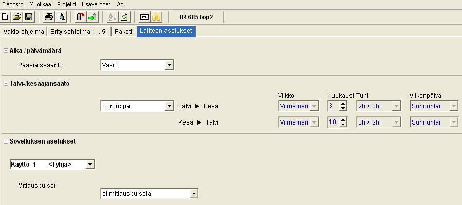 Voit muuttaa asetuksia (Aika/päivämäärä/Pääsiäissääntö ja Kesä- /talviaika) kohdan 6.8, 7.5 ohjeiden mukaan.