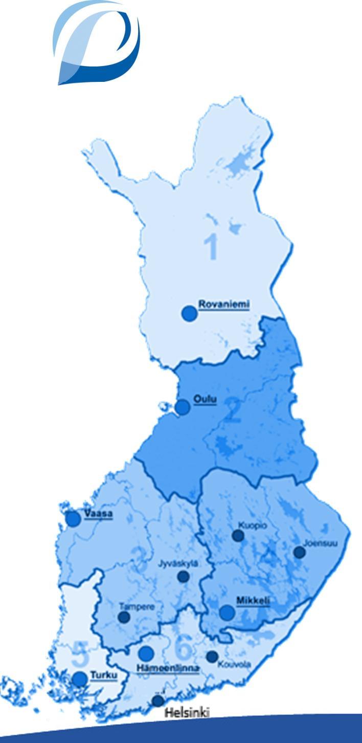 Toimintaa seitsemän maakunnan alueella