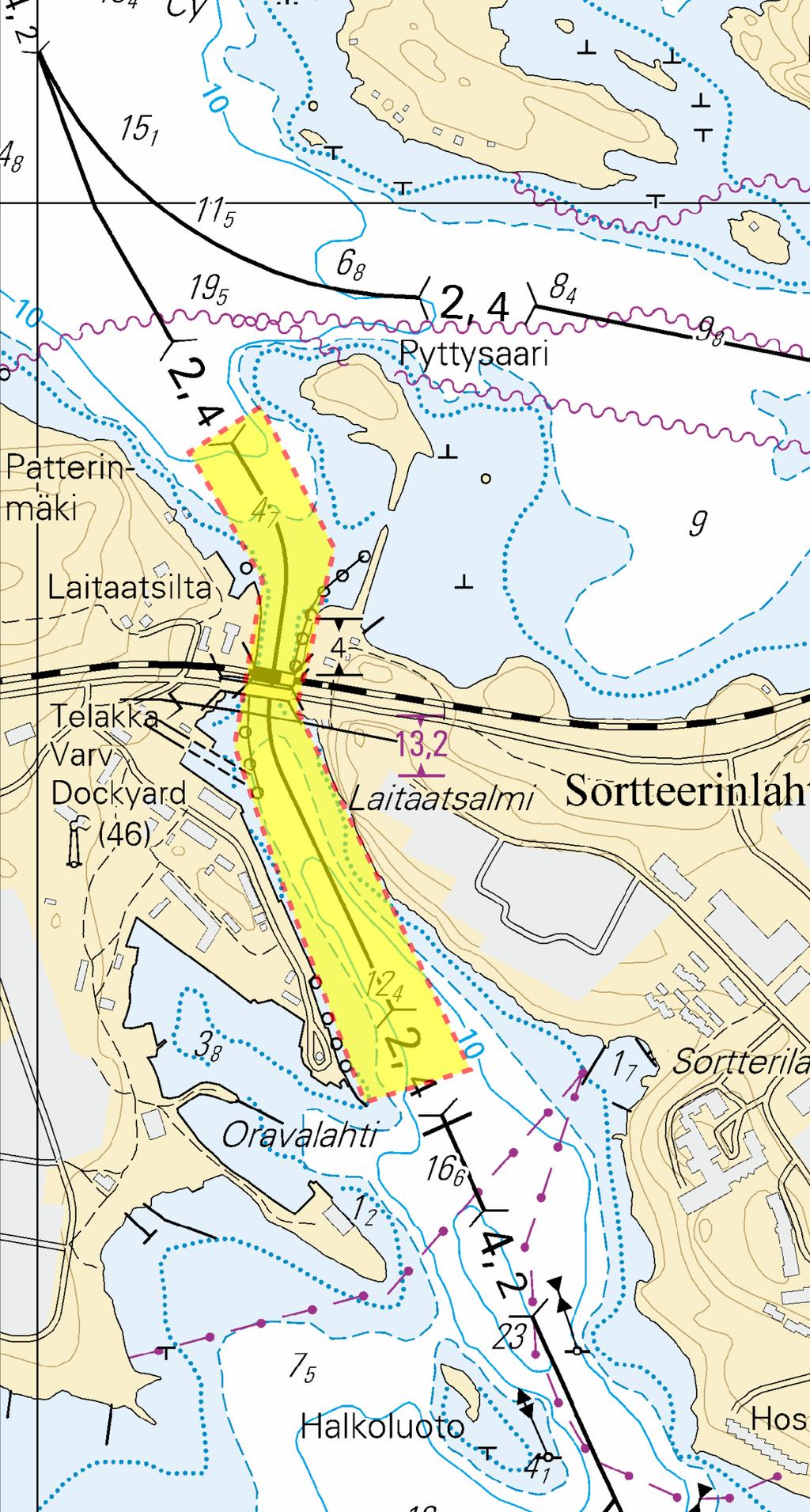 3 Kuva viitteeksi, karttaotteet ei merikartan mittakaavassa / Bild för referens, kortutdrag inte i sjökortets skala / Image for reference, chart extracts not to scale of chart Kymijoen