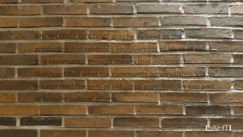 KNOWLEDGE BUILDING may be defined as the production and continual improvement of ideas of value to a community, through means that increase the likelihood