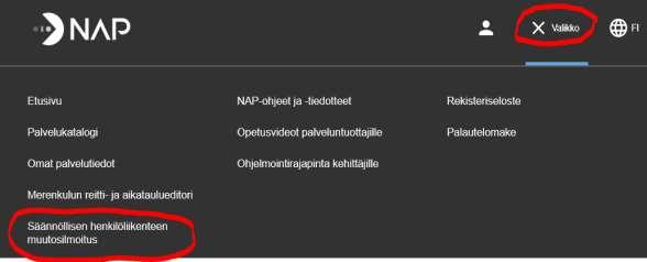 60 pv muutostieto Muutosilmoituslomake löytyy kirjautumisen jälkeen NAPista Joukkoliikenneviranomaisille lähtee joka aamu