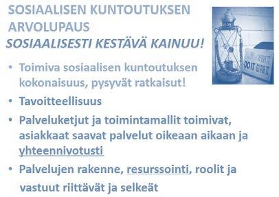 Hankeaika on ollut lyhyt suhteessa hankkeen laajoihin tavoitteisiin ja sisältöihin. Sosiaalisen kuntoutuksen kehittäminen jatkuu perusorganisaatioissa.