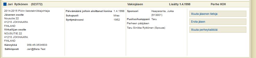 Jäsentiedot Sivu 10 / 25 6 Jäsenen eroaminen (erottaminen) Valitaan jäsenet osiossa erotettavan