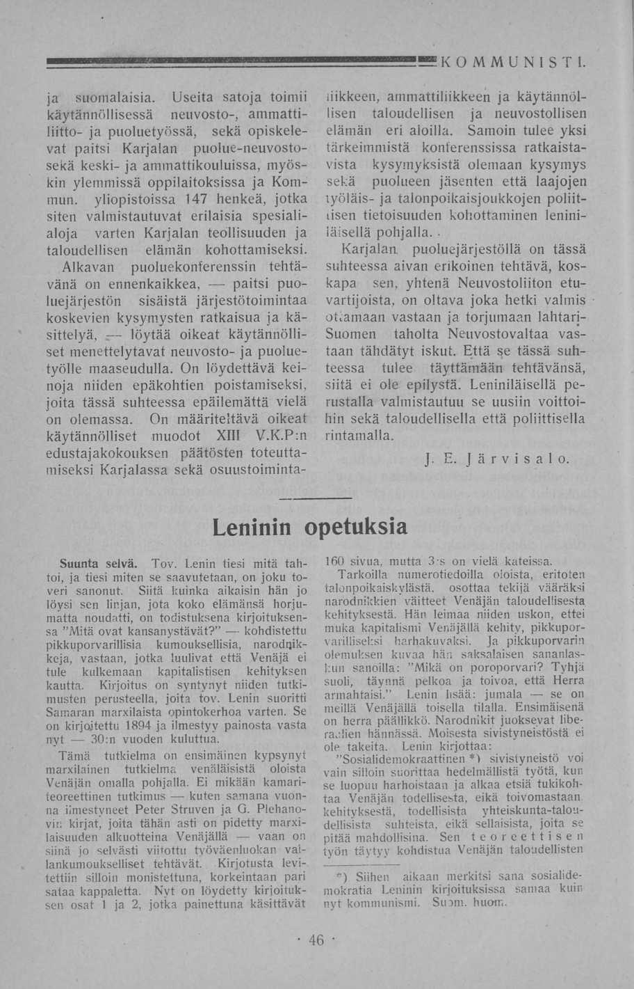 KOMMUNISTI. ja suomalaisia.