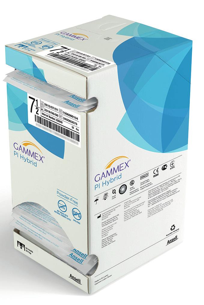 GAMMEX PI Hybrid on DPG:tä sisältämätön vaihtoehto terveydenhuollon ammattilaisille eikä käsineessä ole lateksiproteiineja, mikä tekee siitä turvallisen lateksiherkille (tyyppi I) terveydenhuollon
