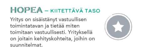 Helmi ei ole virallinen luokittelutapa. Paikallinen vaikuttavuus: Yritys hyödyntää paikallisuutta ja pystyy todentamaan sen.