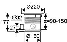 zT<HÈ9ÉÎ Drain korotusrengas 150 25 mm Korotusrengas 25 mm Ø150 mm lattiakaivoille.