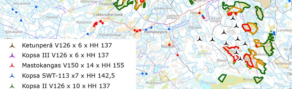 voimalat ja lähiseudun suunnitteilla olevat