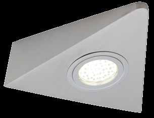 LED-Kalustevalaisimet Lapetek led45-delta Kaapin takareunaan helposti sijoitettava valaisin, jossa valaisin on suunnattu niin, että se valaisee hyvin koko työpöytätason.