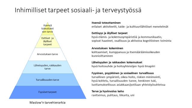 8 Kuva 1. Inhimilliset tarpeet sosiaali- ja terveystyössä. 2.