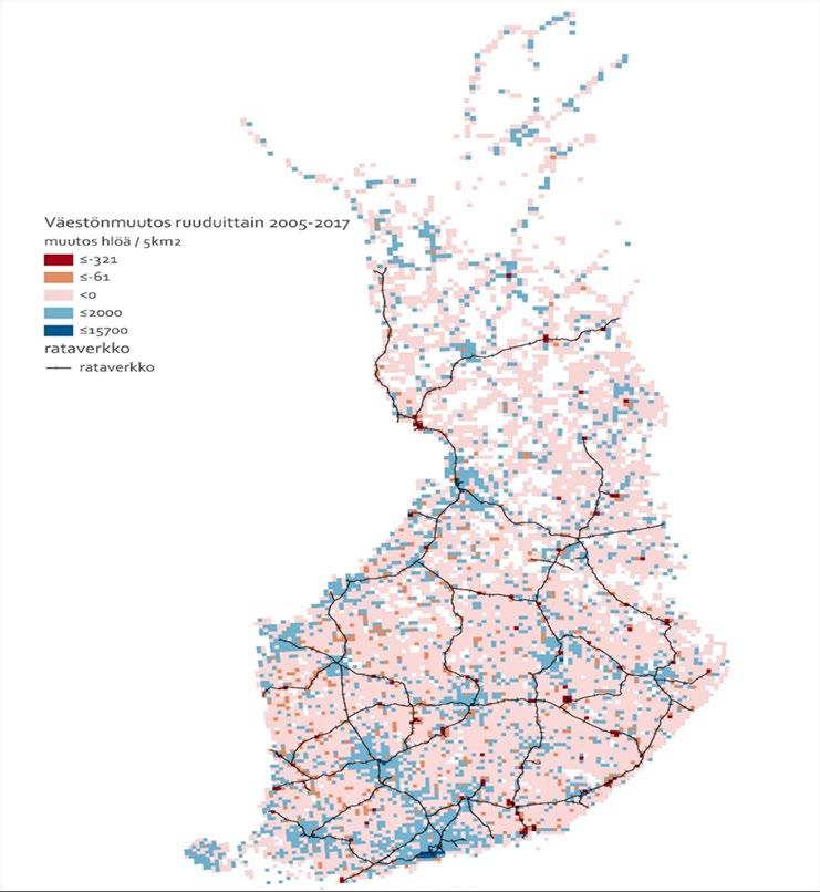3.1 Itäradan puskurialueen väestö- ja työpaikkakehitys Suomen alueellinen kehitys on ollut väestönkehityksen näkökulmasta polarisoitunutta viime vuosina.