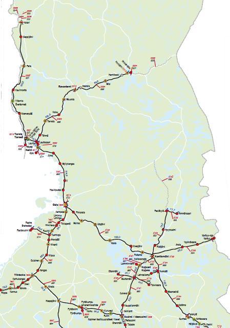 Kuljetusmuotojen suunnittelua Rautatiekuljetuksen rooli suuri koko Pohjois-Suomessa Junalla Kemin tehtaan puusta toimitettaisiin yli puolet Lisäys junatoimituksissa olisi noin 2,0 milj.
