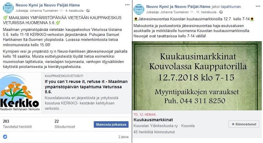 Taulukko 1. Hankkeen näkyminen eri tiedotusvälineissä. Tiedotusväline Juttu/Ilmoitus/Tiedote Aika PK-Kaupunkilehti- Pohjois-Kymenlaakso Tiedote 18.4.
