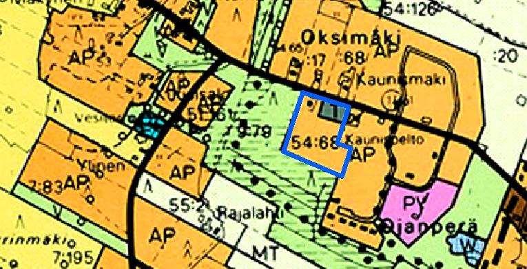 3.5.2 Yleiskaava Keskustan osayleiskaavassa vuodelta 1992 suunnittelualue on osoitettu pientalovaltaiseksi asuntoalueeksi (AP) sekä teollisuus- ja varastoalueeksi (T).