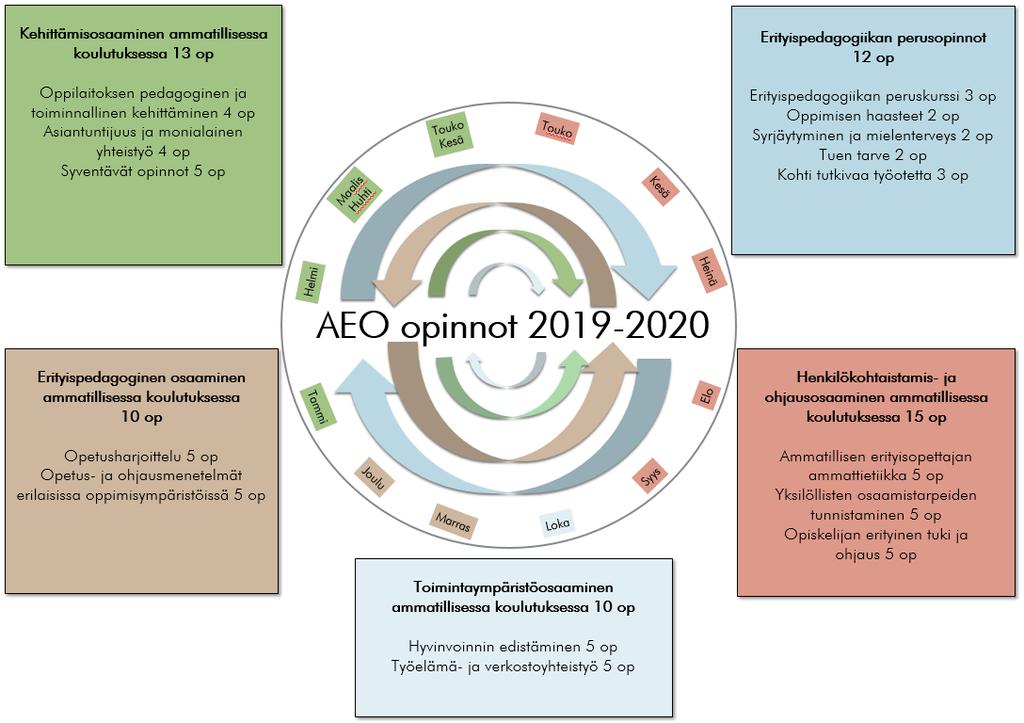 19 4. Ammatillisen erityisopettajankoulutuksen toteutussuunnitelma Ammatillisen erityisopettajankoulutuksen opinnot alkavat 6.5.2019 ja päättyvät 15.5.2020.