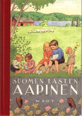 56. 1. painos ilmestynyt 1950. Lukemaan opettelun lisäksi aapinen sisältää myös puhe- ja esiintymisharjoituksia. 24. SUOMEN lasten aapinen.