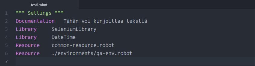 36 ryn ja DateTimen. SeleniumLibraryn avulla saimme käyttöömme jo sisäänrakennetut avainsanat, ja DateTimen avulla pystyimme luomaan aikaleiman sekä hyödyntämään sitä eri testeissä.