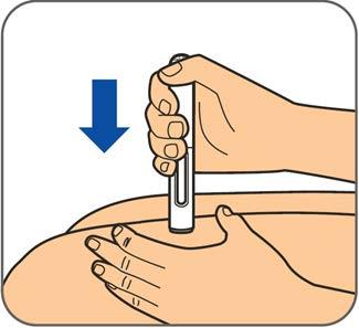 Älä lopeta kynän painamista pistoskohtaa vasten, ennen kuin injisointi on saatu päätökseen. Älä liikuta esitäytettyä kynää pistämisen aikana. Vaihe 7: Vedä tyhjä kynä irti ihosta.