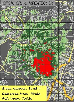 The Okumura- Hata based propagation model [10] was used with a digital map that contains the elevation data and cluster type information.