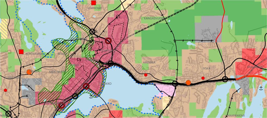 Ote Keski-Suomen maakuntakaavasta Jyväskylän keskustaajamasta. Yleiskaavat Jyväskylän yleiskaava on hyväksytty kaupunginvaltuustossa 10.11.2014 oikeusvaikutteisena (kaava on tullut voimaan 25.11.2016).