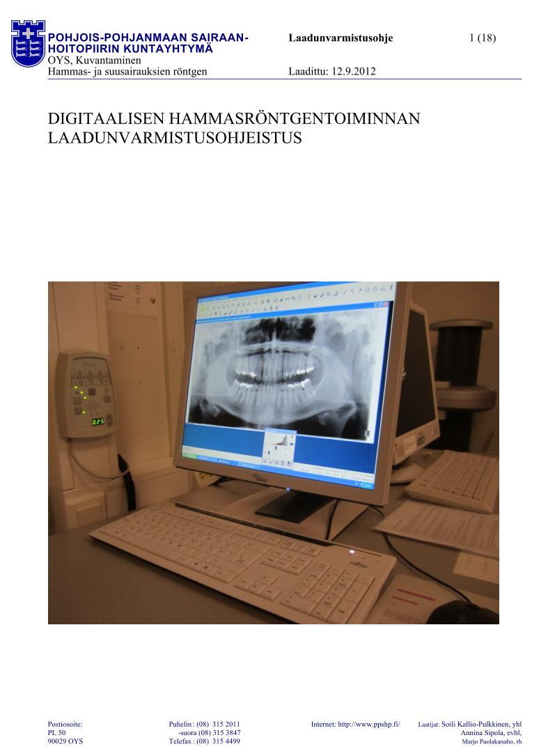 Intraoraalikuvauksen laadunvarmistus