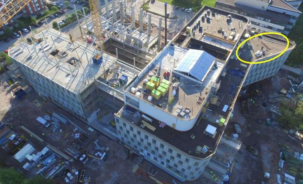 Ramboll pääkonttori, Perkkaa Rambollin rakenteilla olevaan pääkonttoriin päätettiin asentaa suihkutiloihin Vigilanin ja InviSensen antureita sekä kattorakenteiden eristemateriaaleihin Smartracin