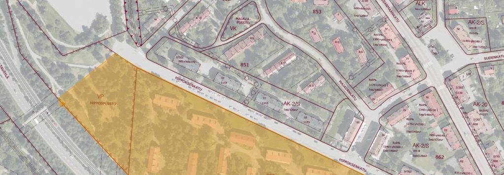 3 Kuva 2.2. Suunnittelualueen nykyinen maankäyttö ja voimassa oleva asemakaava (ã Karttapalvelu, Tampere.fi 10