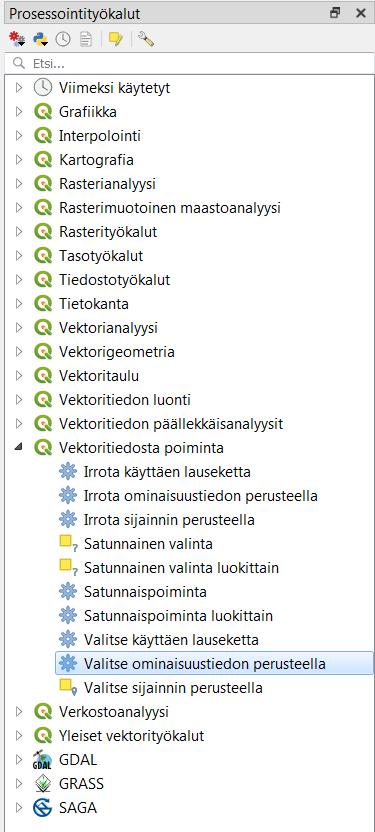 Koodistosta huomaamme, että varttuneille taimikoille (Taimikko yli