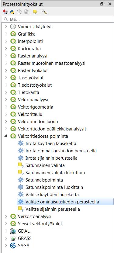 Koodistosta huomaamme, että varttuneille taimikoille (Taimikko yli