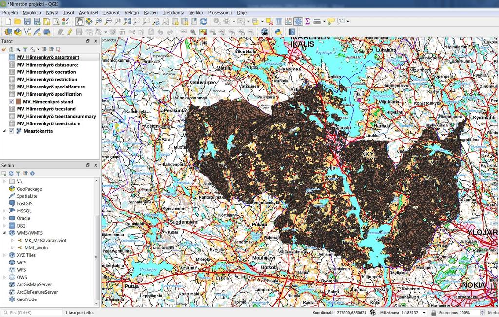 9 (25) 3. Kartalle pitäisi ilmestyä metsävarakuviot näkyviin.