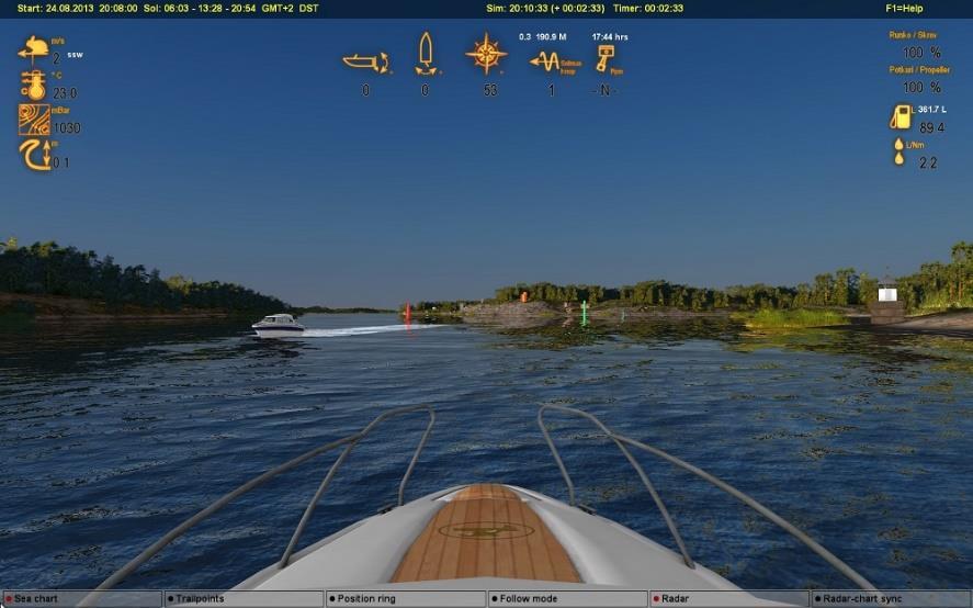 Simulaattorin ympäristö ja olosuhteet Simulaattoriin sisältyy merikarttasarjojen A,B,C ja D kattamat vesialueet. Simulaattorin maisemat luodaan merikarttojen tietojen perusteella.