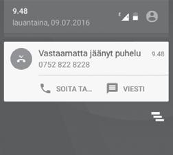 1.3.2 Tilapalkki Tilapalkissa, voit nähdä sekä puhelimen tilan (oikealla) että ilmoitusten tiedot (vasemmalla).