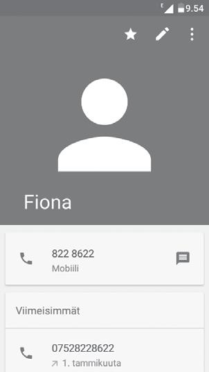3.3.4 Käytä pikayhteystietoja Androidille Koske yhteystietoon avataksesi Pikayhteystiedon Androidia varten, voit sitten koskea tai numeroa suorittaaksesi puhelun, tai koskea viestin lähettämiseksi. 3.